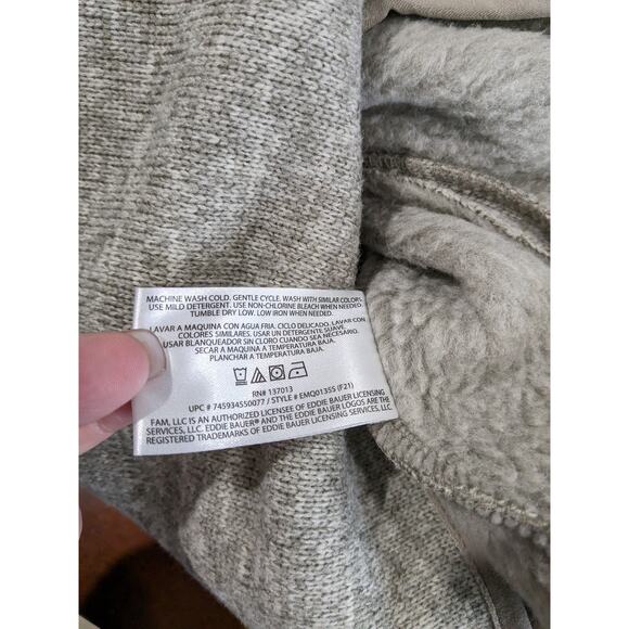 Eddie Bauer Fleece Sweater XXL Oatmeal Tan Classic Fit High Neck 1/4 Zip Staple - Picture 9 of 12